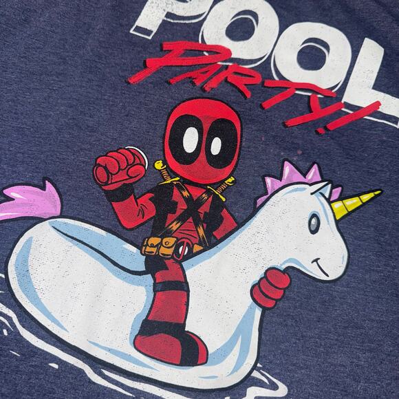 Marvel Deadpool Shirt Mens XL Blue Red Tank Top Pool Party Graphic Sleeveless - Picture 1 of 9